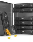 Compartment Black Pill Organizer