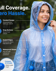 Hooded Disposable Rain Poncho with Keychain Ball