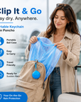 Hooded Disposable Rain Poncho with Keychain Ball