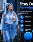 Hooded Disposable Rain Poncho with Keychain Ball