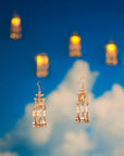 Traditional Lantern Pearl Tassel Earrings