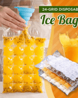 Pack of 10 Self-Seal 24-Grid Kitchen Ice Bags for Easy Ice Cube Making
