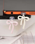 Cute Bowknot Pearl Charging Port Plug- Pack of 2