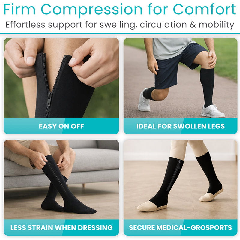 Zippered Compression Stockings- Pair