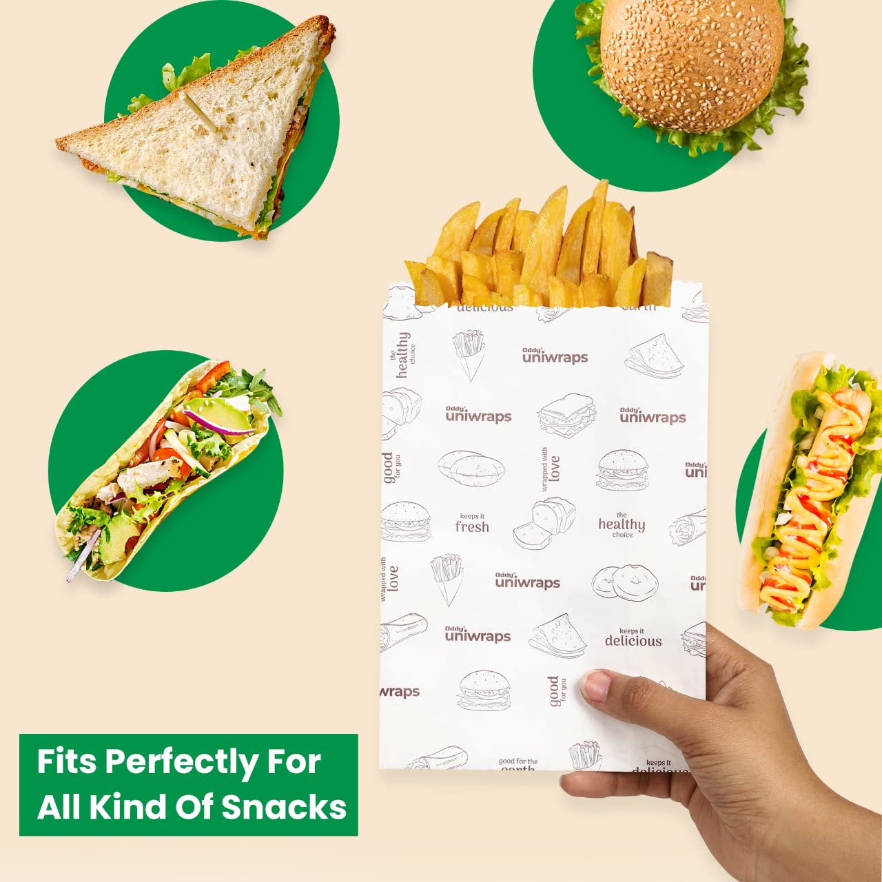 Multi-Purpose Paper Snack Bags with Sealing Stickers