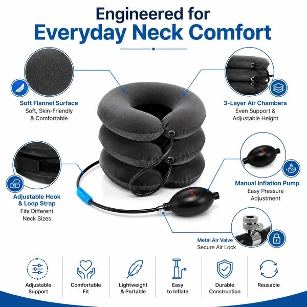 Cervical Spine Traction Neck Pillow – Adjustable Inflatable Neck Support Collar