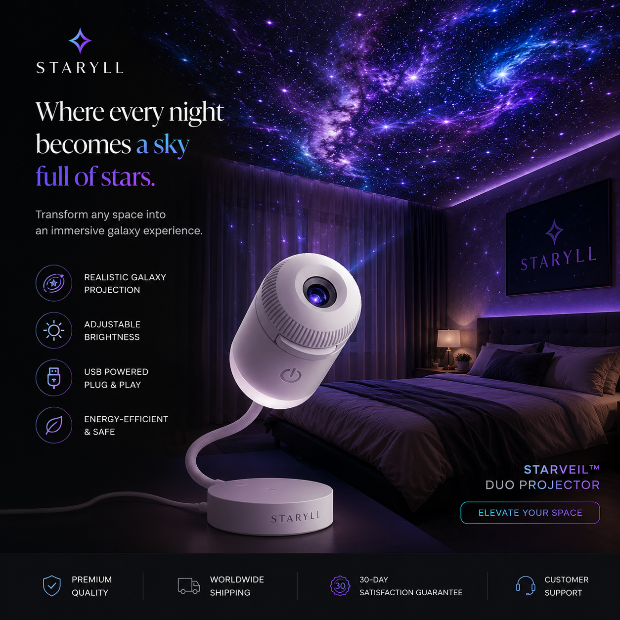 Aurora Galaxy Projection Lamp