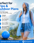 Hooded Disposable Rain Poncho with Keychain Ball