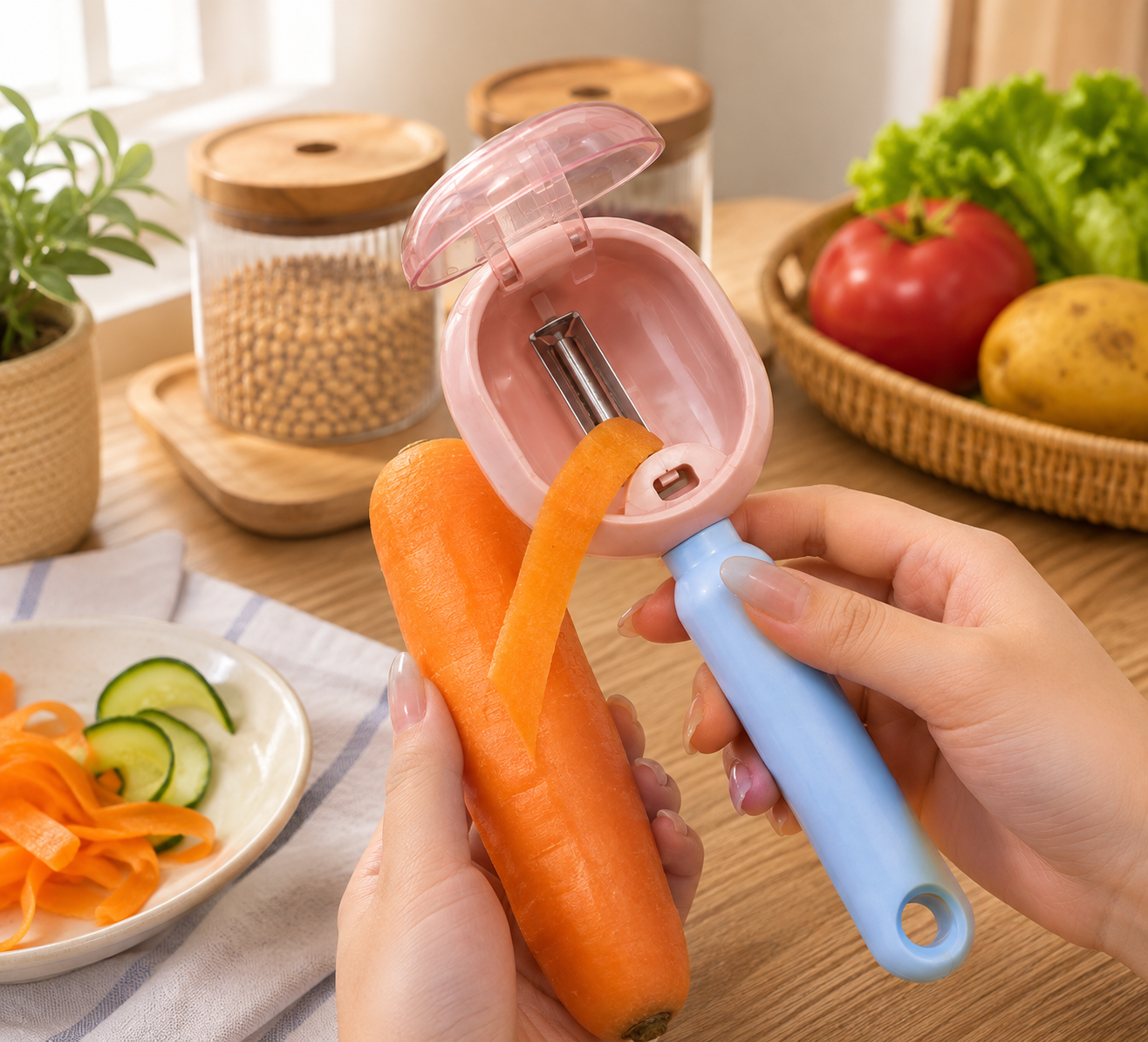 2 in 1 Vegetable and Fruit Peeler with Storage Box