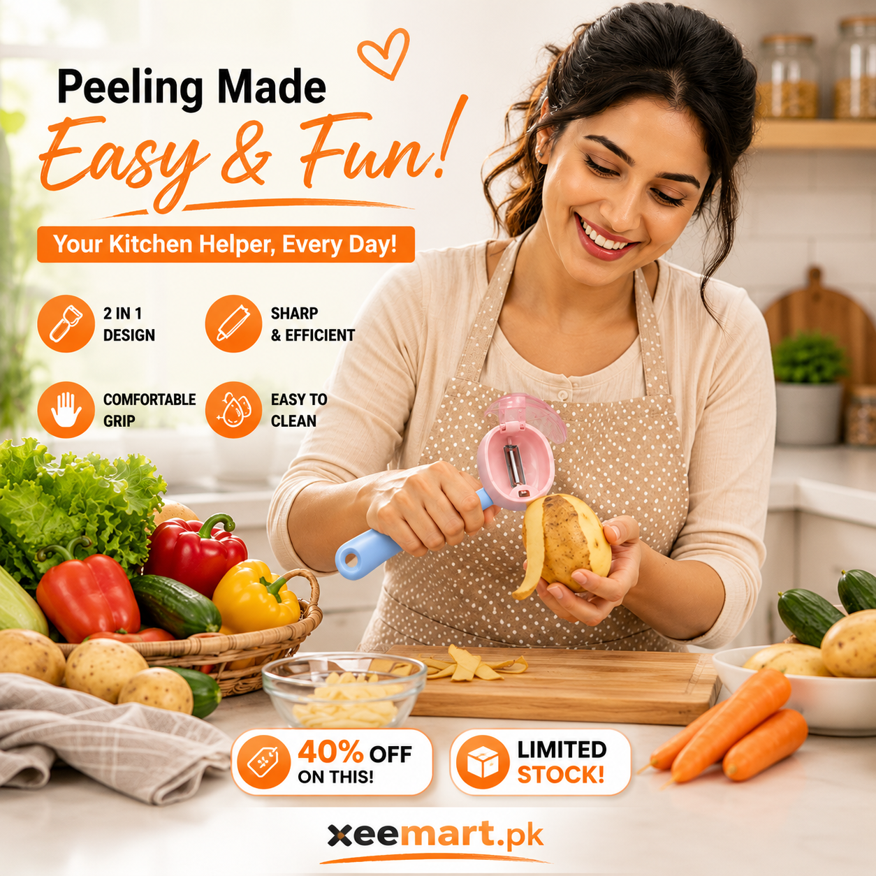 2 in 1 Vegetable and Fruit Peeler with Storage Box