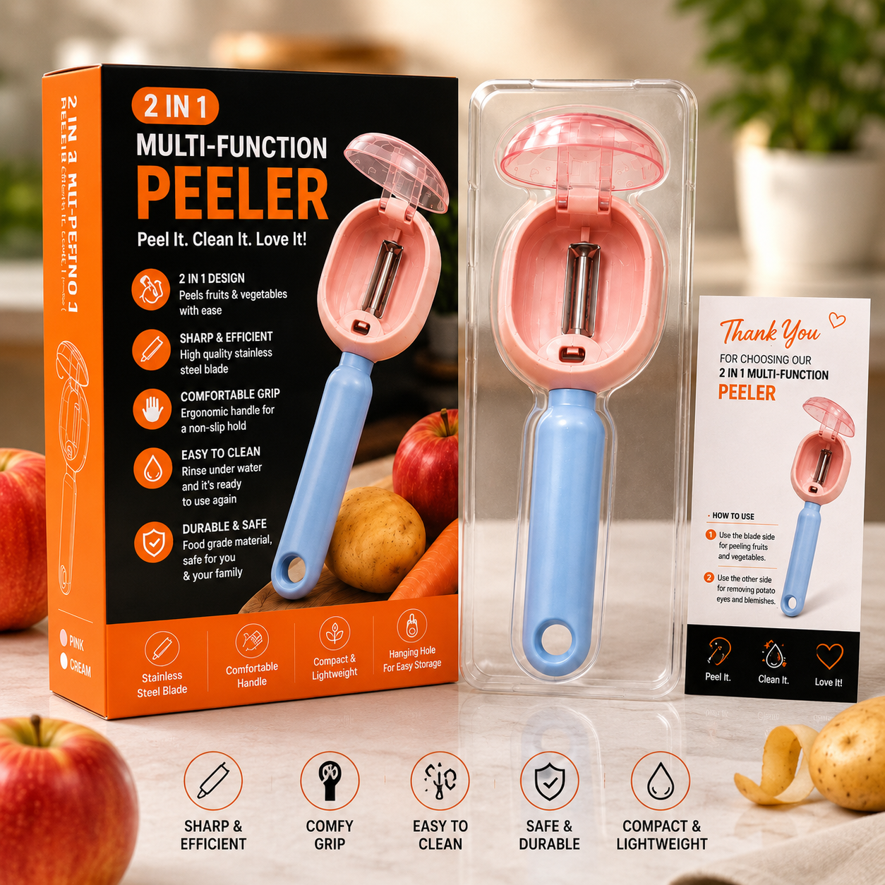2 in 1 Vegetable and Fruit Peeler with Storage Box