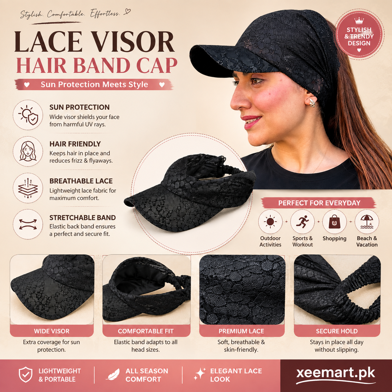 Lace Visor Hair Band Cap