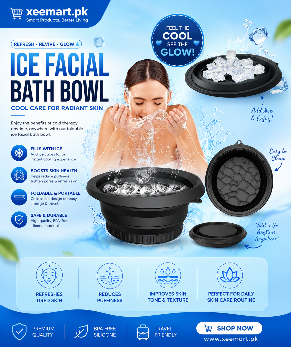 Face Ice Bath Silicone Bowl
