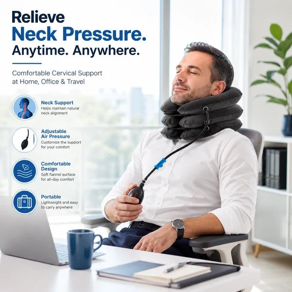 Cervical Spine Traction Neck Pillow – Adjustable Inflatable Neck Support Collar