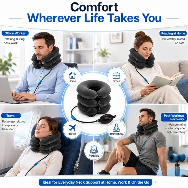 Cervical Spine Traction Neck Pillow – Adjustable Inflatable Neck Support Collar