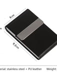 Leather Aluminum Metal Business Card Holder For Men's