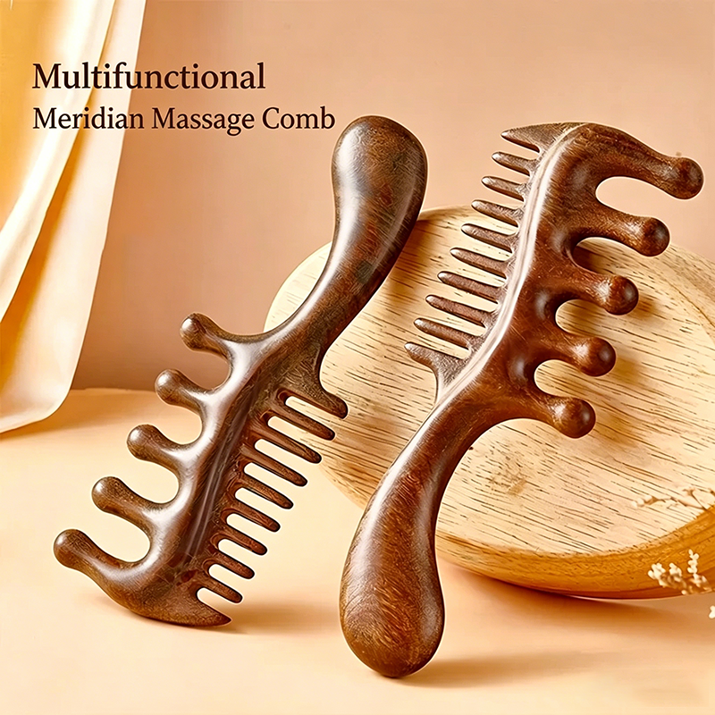 Multi-Functional Wooden Scalp Comb