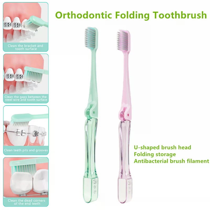 Portable U-shaped Soft Bristled Folding Toothbrush