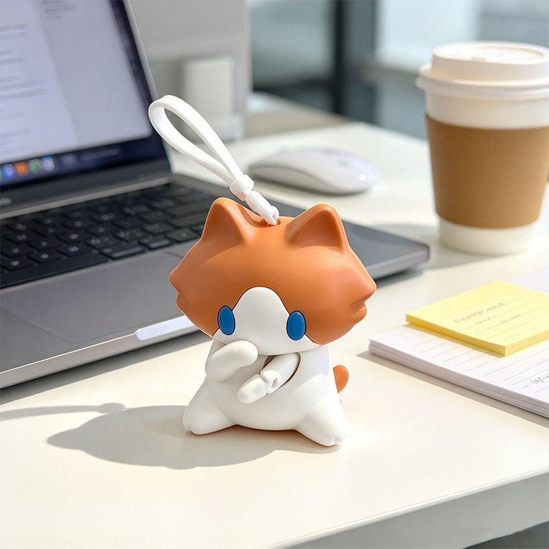 Waving Salary Cat Keychain