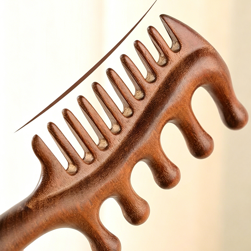 Multi-Functional Wooden Scalp Comb