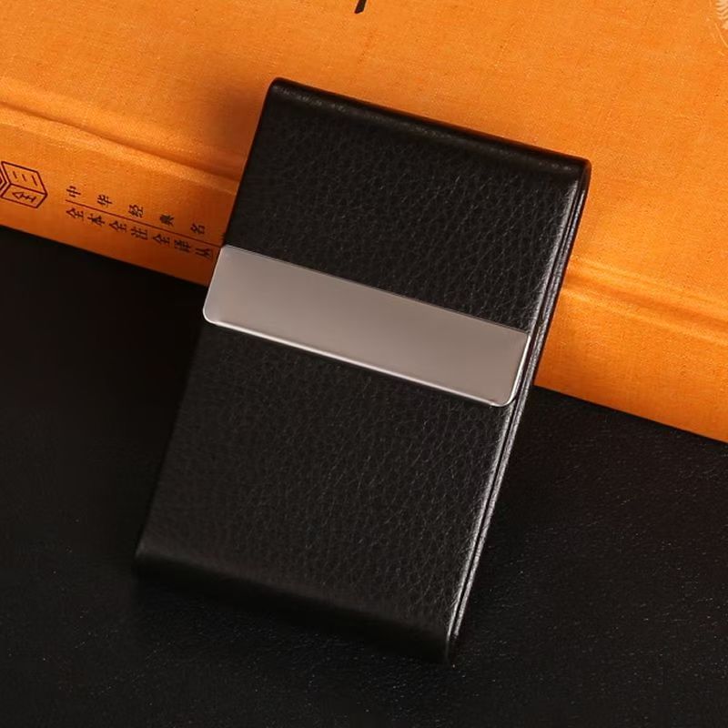 Leather Aluminum Metal Business Card Holder For Men's