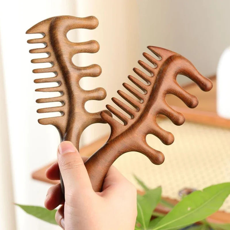 Multi-Functional Wooden Scalp Comb