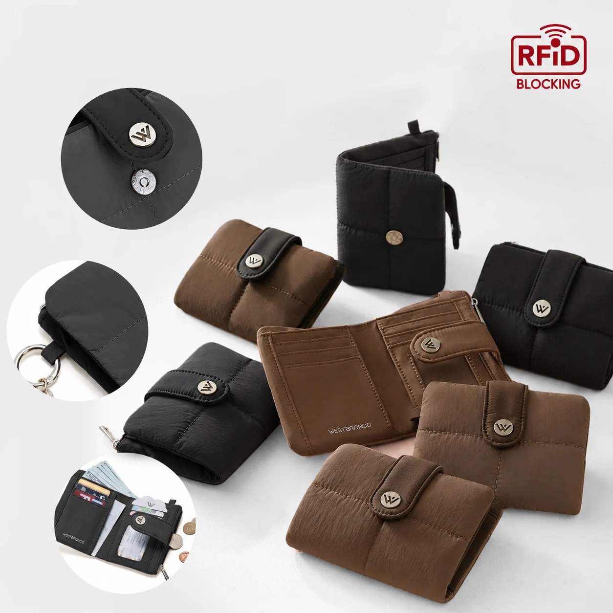 Puffer wallet RFID Card Holder