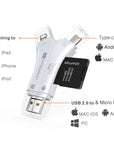 4 in 1 Micro USB Type C OTG TF Card Reader for iPhone And Android