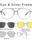 2 in 1 Polarized Magnetic Clips Optical Glasses ( Aluminum Body )