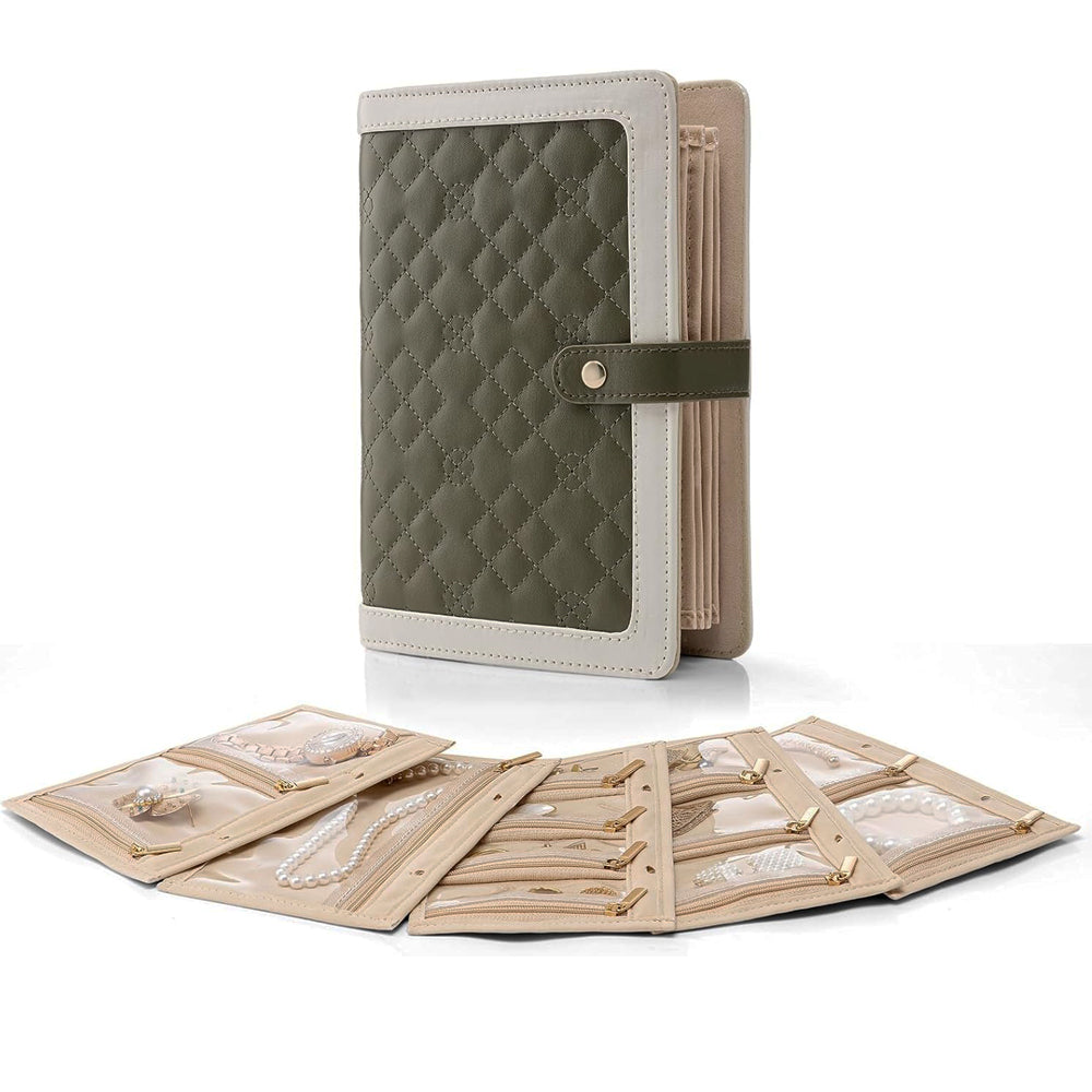 Luxury Leather Portable Jewelry Storage Book
