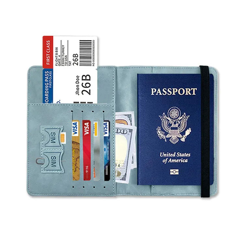 Genuine Leather Travel Passport Holder Wallet