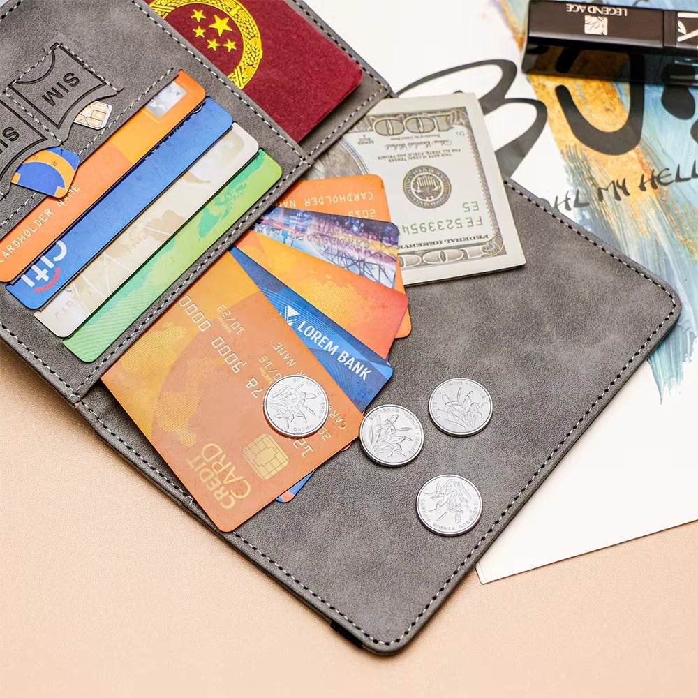 Genuine Leather Travel Passport Holder Wallet