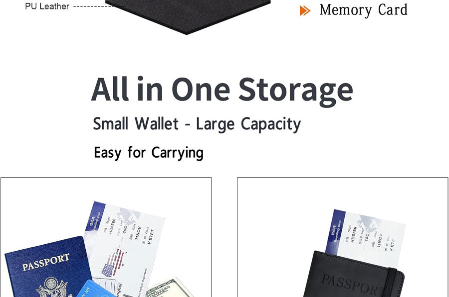 Genuine Leather Travel Passport Holder Wallet