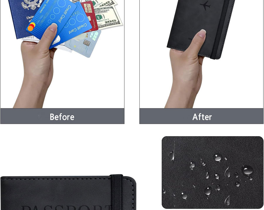 Genuine Leather Travel Passport Holder Wallet