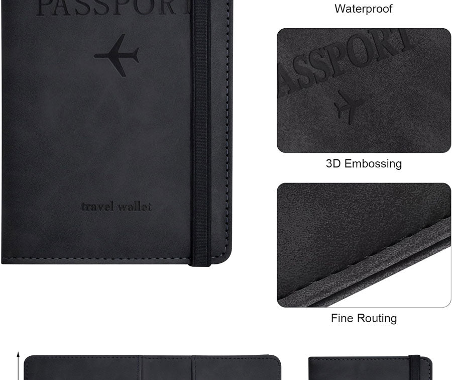 Genuine Leather Travel Passport Holder Wallet