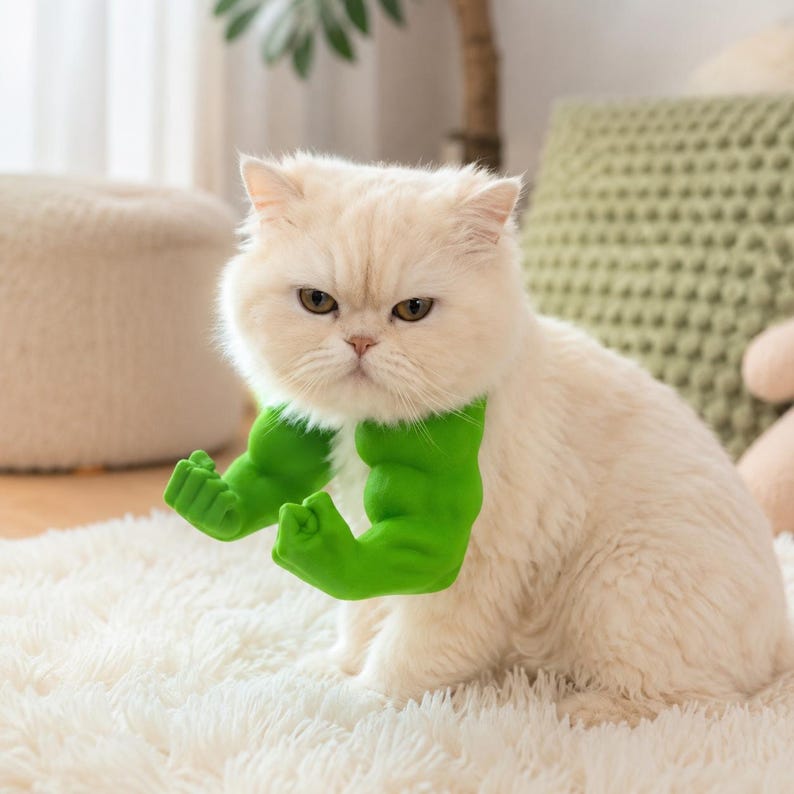 Funny Cat Muscle Arms Costume, Viral Cat Photo Prop, Green Strong Cat Outfit, Funny Pet Accessory, Cat Lover Gift