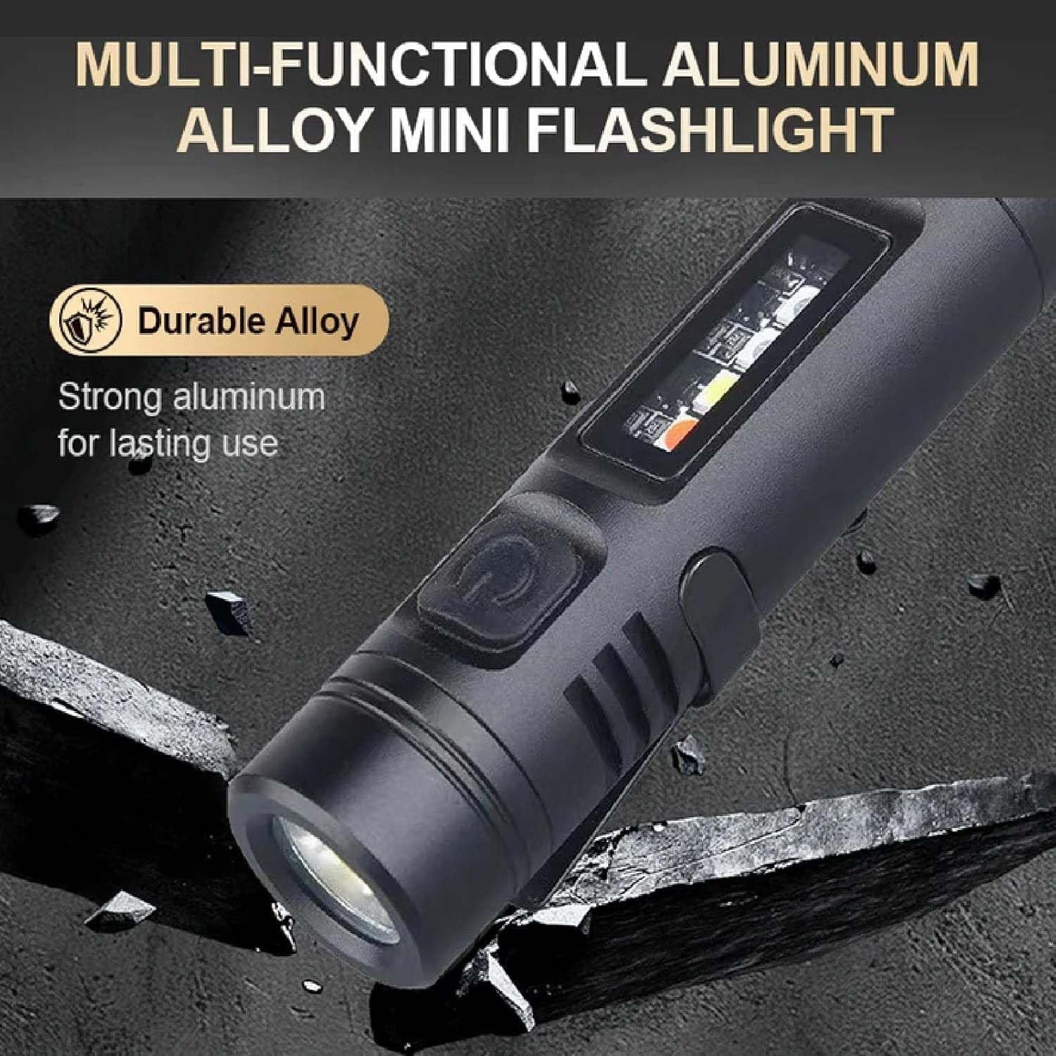 Multifunctional Mini Flashlight Keychain Made of Aluminum Alloy