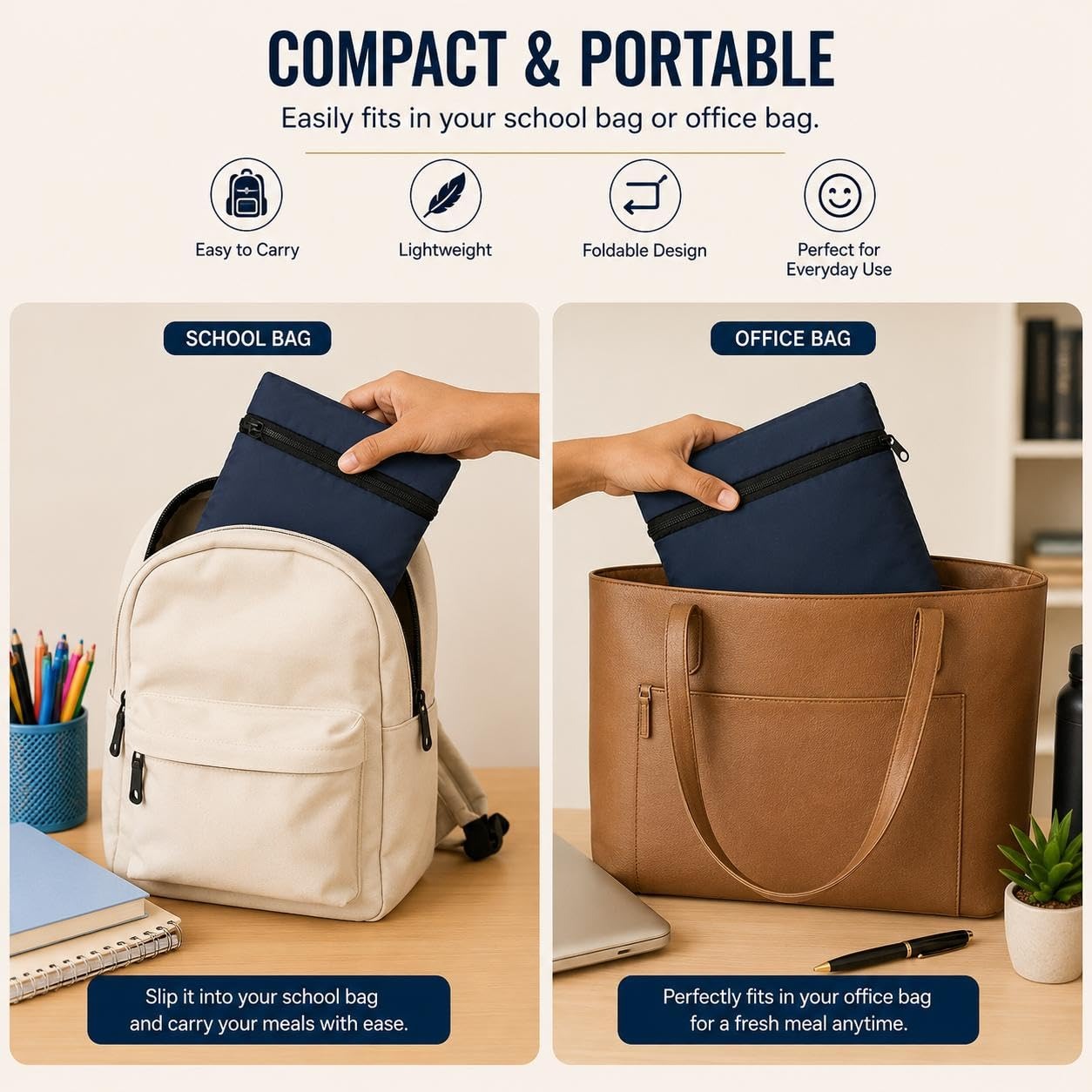 Portable Insulated Lunch Pouch for Tiffin Box
