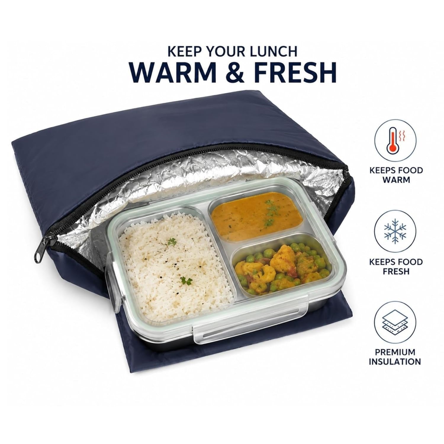 Portable Insulated Lunch Pouch for Tiffin Box