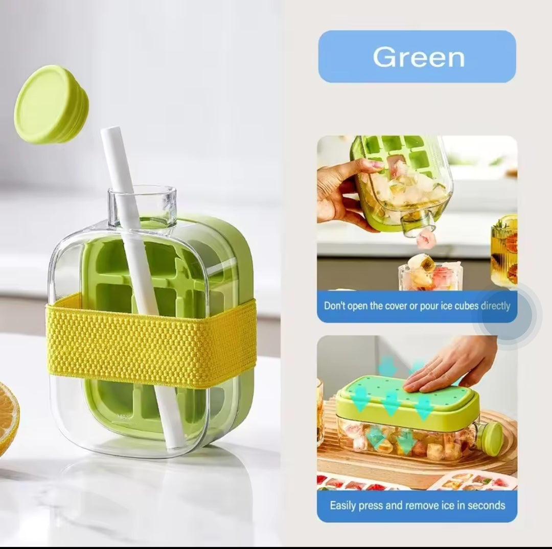 Portable 2 in 1 Silicone Ice Cube Mold Bottle