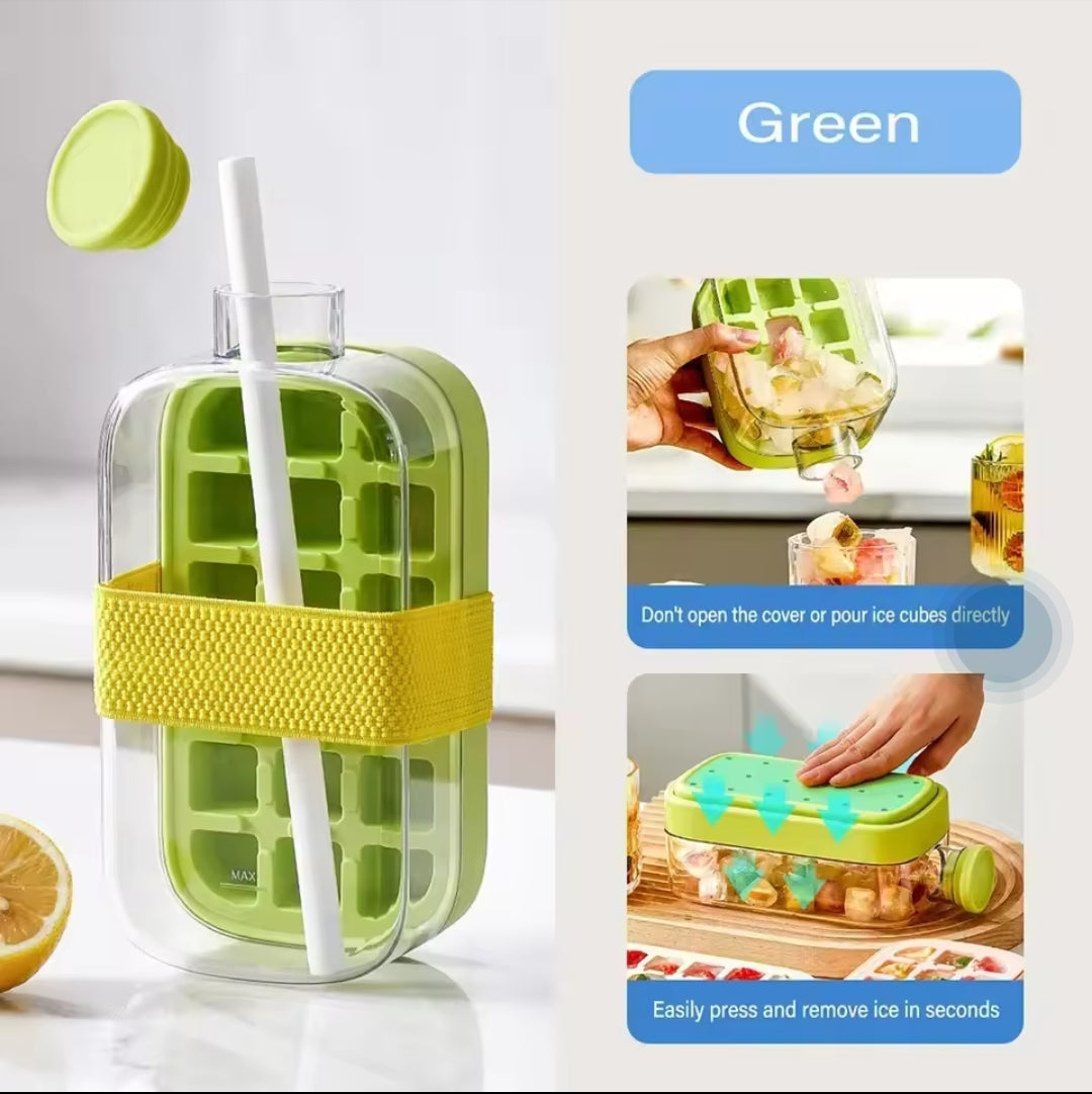 Portable 2 in 1 Silicone Ice Cube Mold Bottle